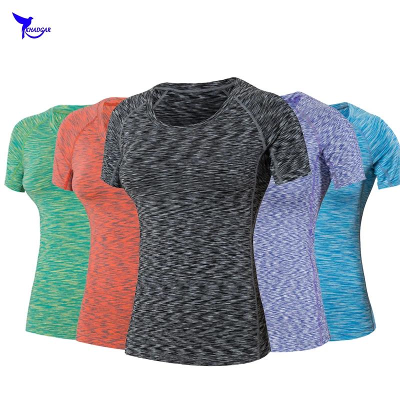 2019 o 목 높은 탄성 여성 조깅 셔츠 짧은 소매 빠른 건조 실행 undershirt 상위 티 압축 체육관 피트 니스 t-셔츠